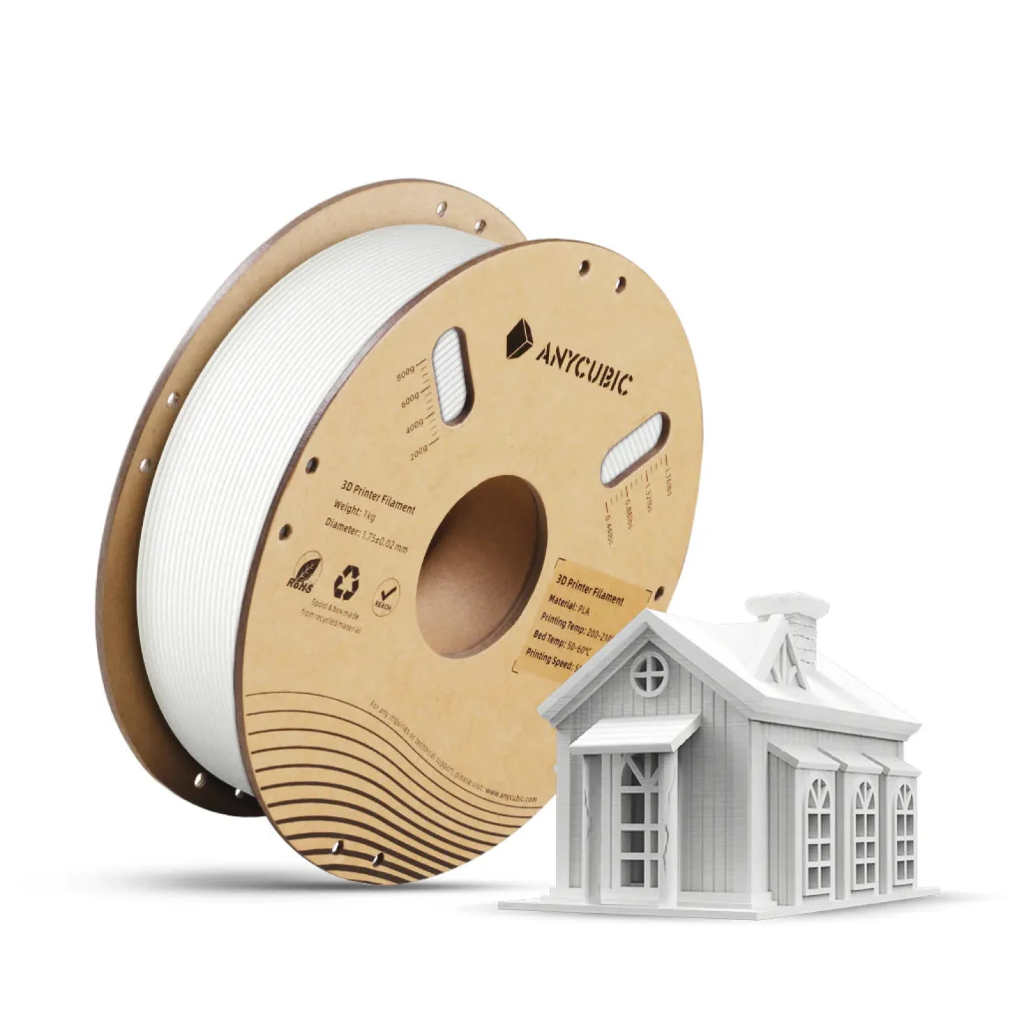 Anycubic - PLA Basic - White - 1.75mm - 1kg