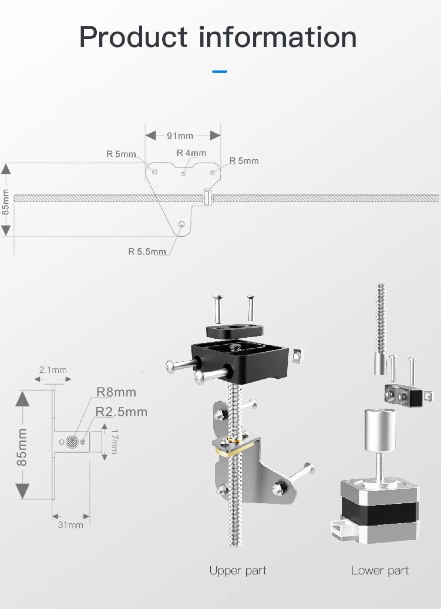 Creality 3D - Dual Screw Rod Upgrade Kit Double Screw Stepper Motor - Ex. Ender 3 V2