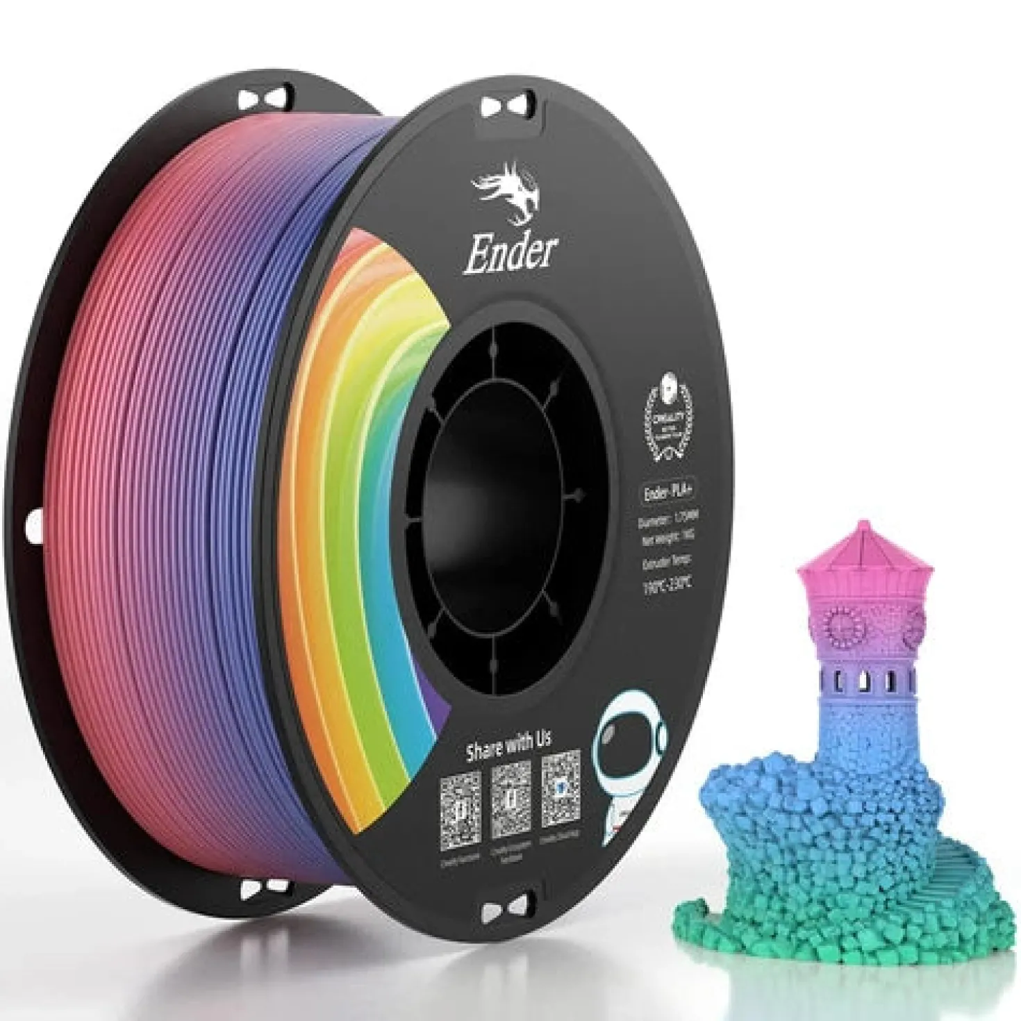 Creality 3D - Ender PLA+ - Rainbow - 1.75mm - 1kg