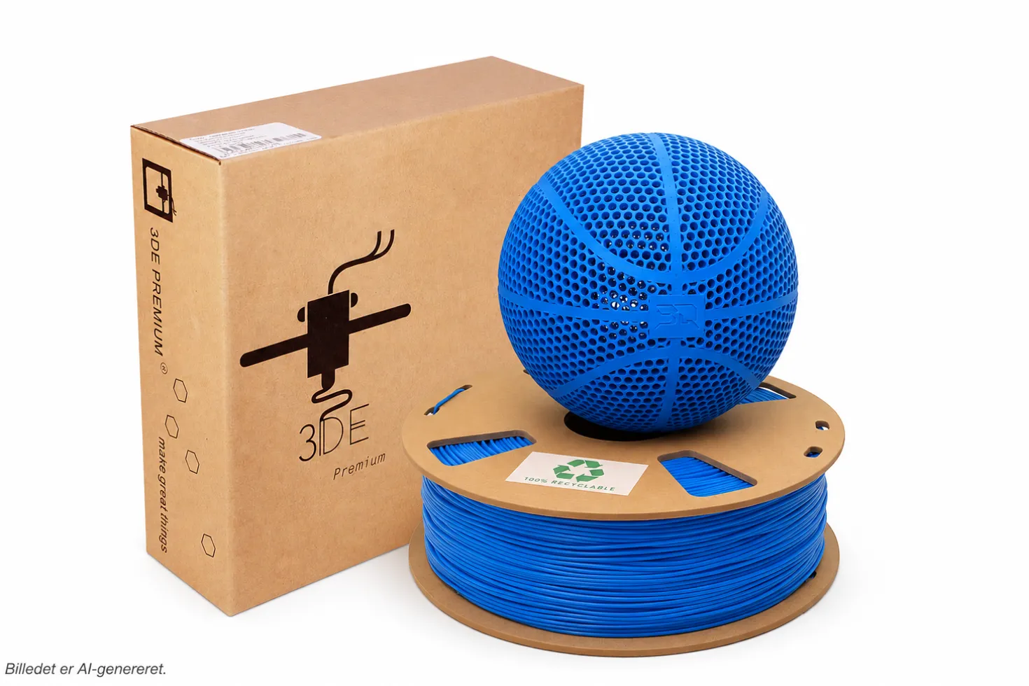 3DE Premium - PEBA Flexible PLA - 54D - All Blue - 1.75mm - 1kg