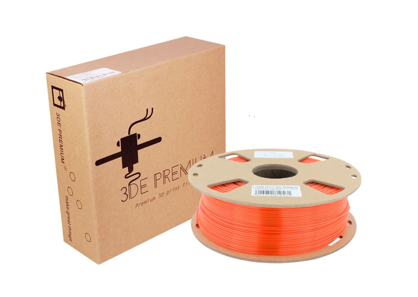 3DE Premium - PETG - Fluorescent Orange - 1.75mm - 1kg (Semi-transparent)