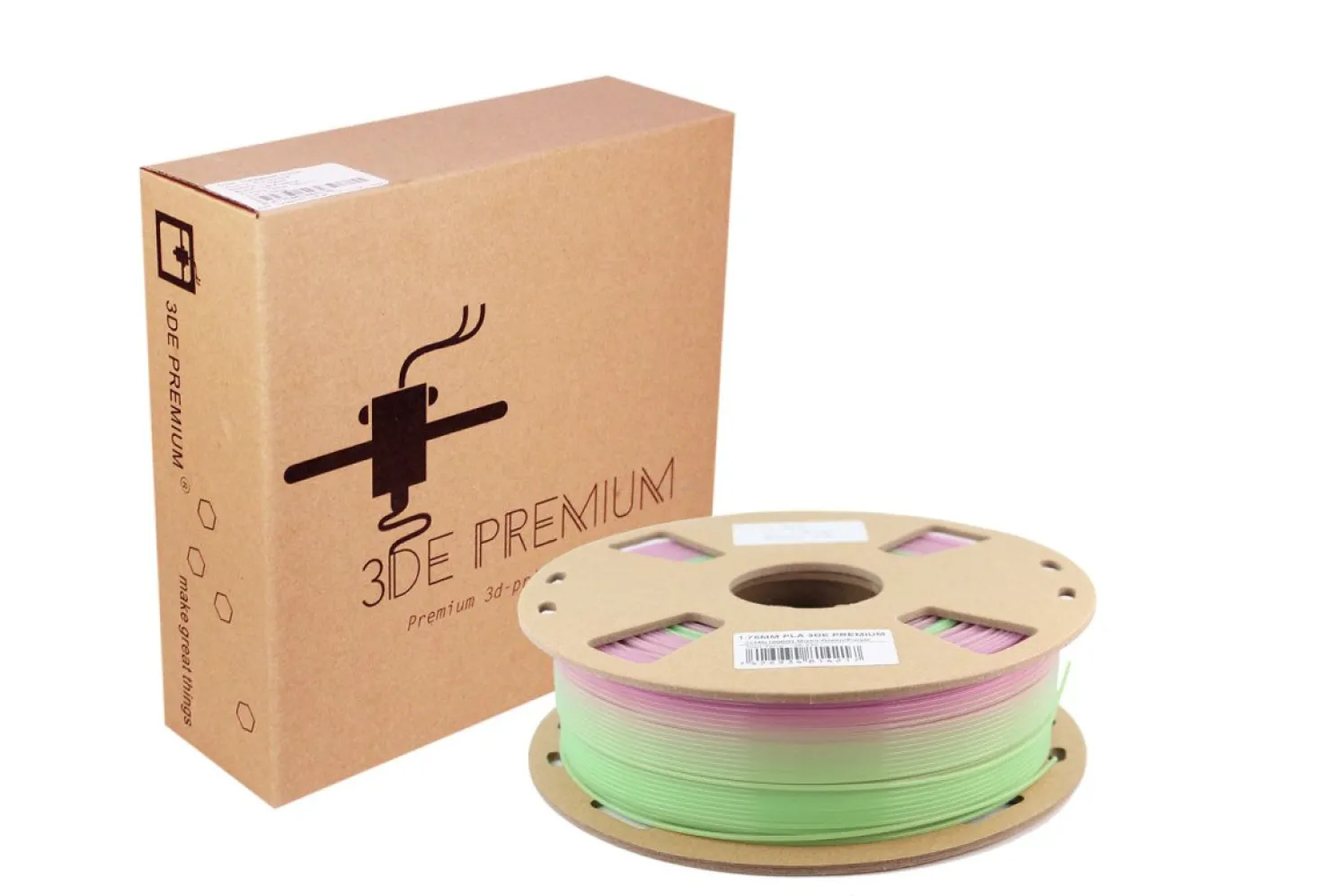 3DE Premium - PLA Glow In Dark - Green-Purple - 1.75mm - 1kg
