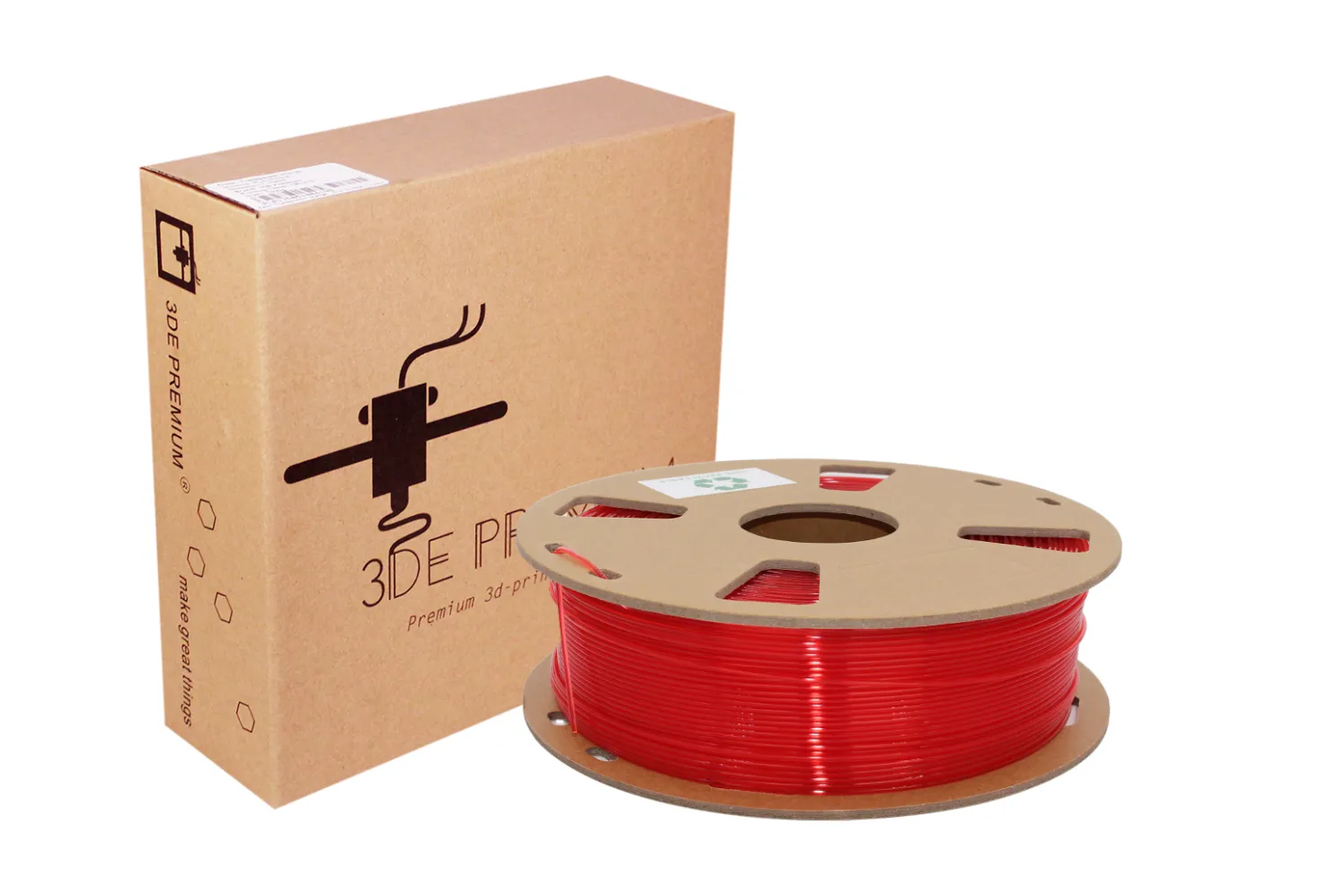 3DE Premium - PLA Transparent - Red - 1.75mm - 1kg