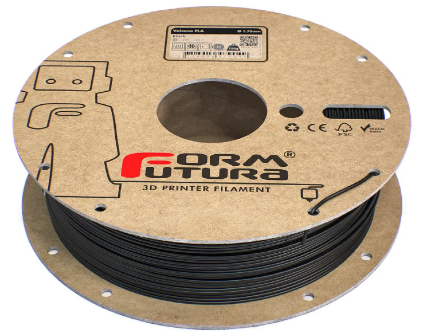 Formfutura - Volcano PLA - Black - 1.75mm - 750g