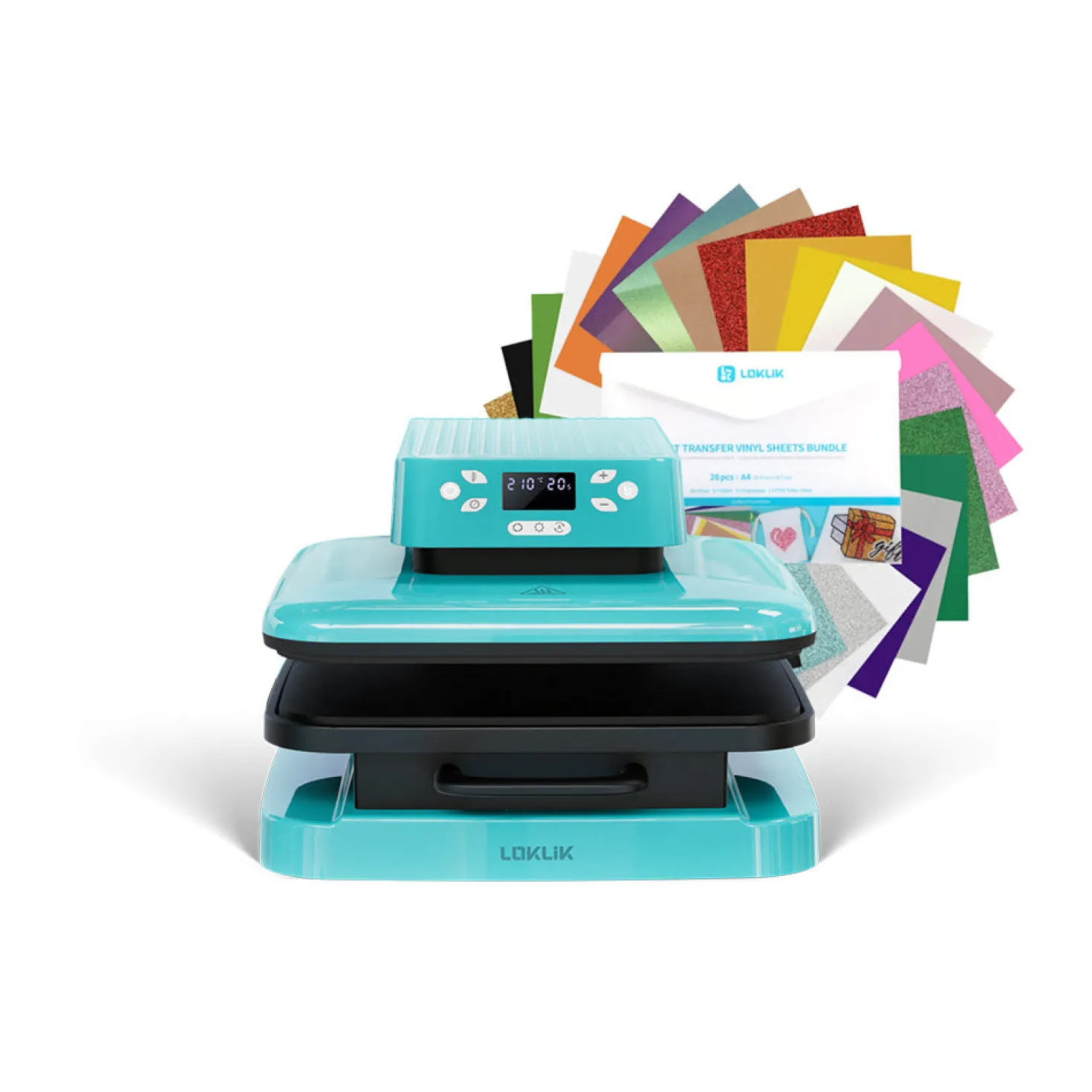 LOKLiK - Auto Heat Press + Heat Transfer Vinyl Material Bundle - A4