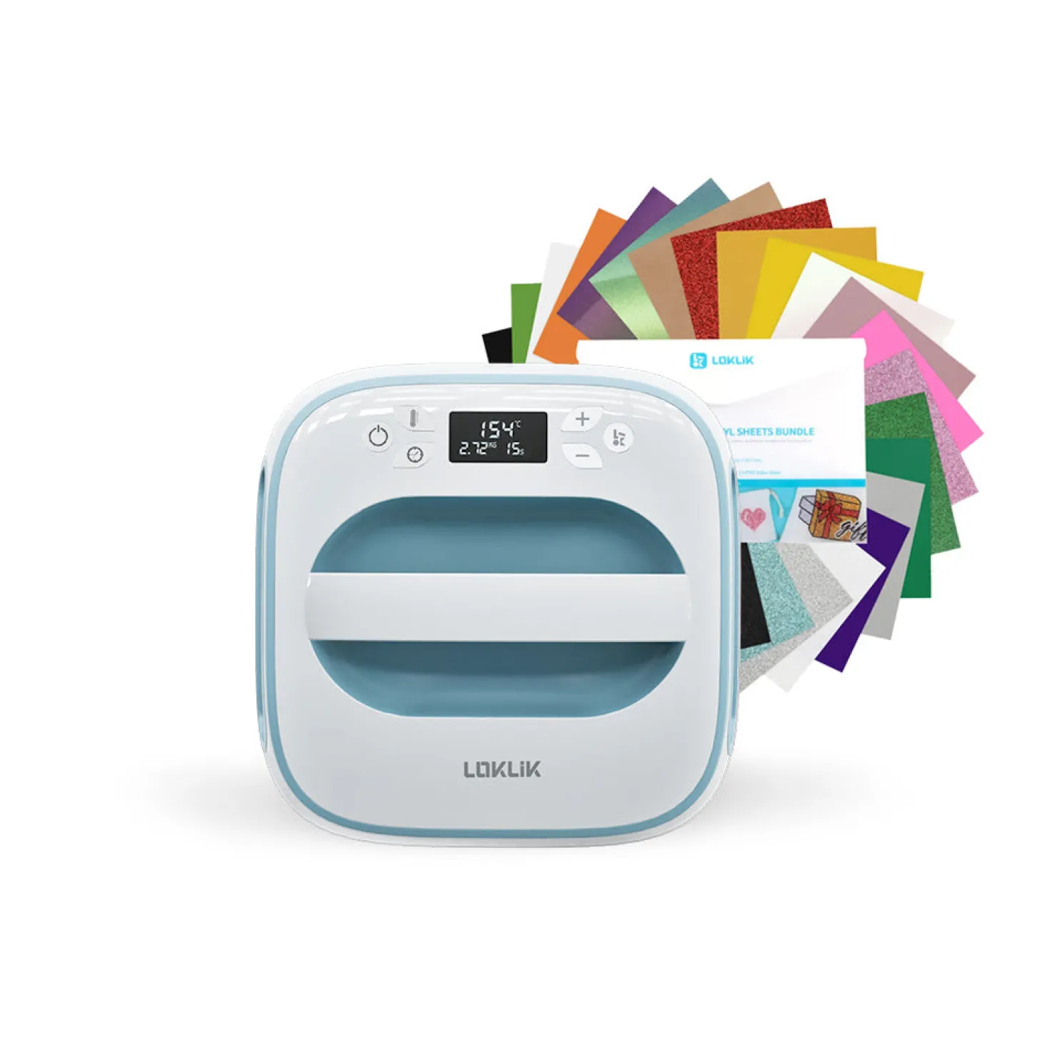 LOKLiK - Easy Heat Press + Heat Transfer Vinyl Material Bundle - A4