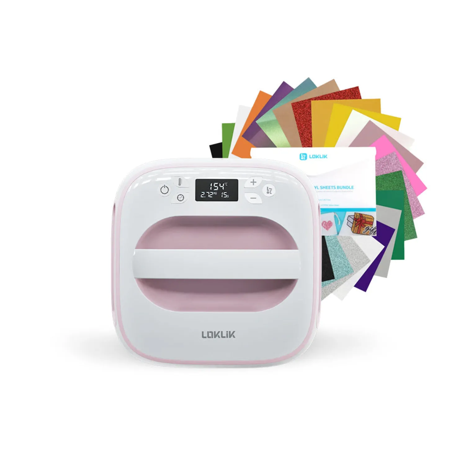 LOKLiK - Easy Heat Press + Heat Transfer Vinyl Material Bundle - A4