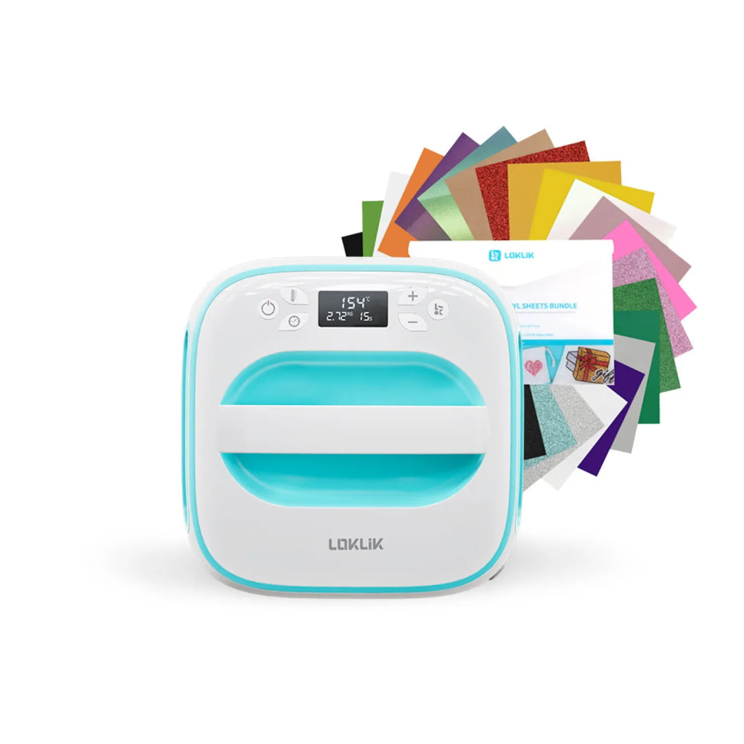 LOKLiK - Easy Heat Press + Heat Transfer Vinyl Material Bundle - A4