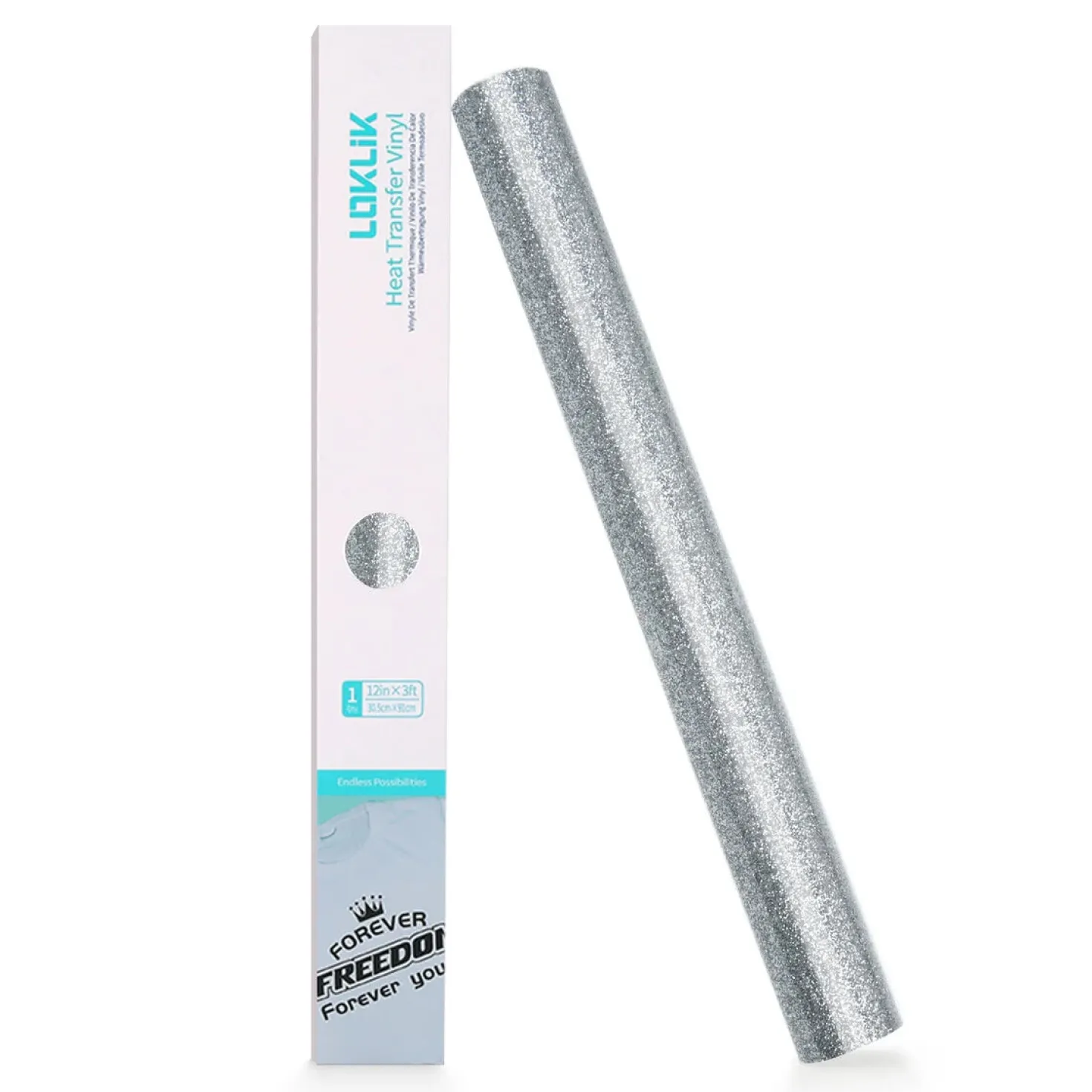 LOKLIK - Heat Transfer Vinyl - 30.5cm x 90cm - Glitter Silver