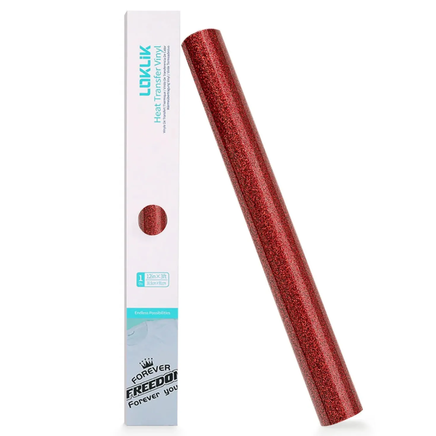 LOKLIK - Heat Transfer Vinyl - 30.5cm x 90cm - Glitter Red
