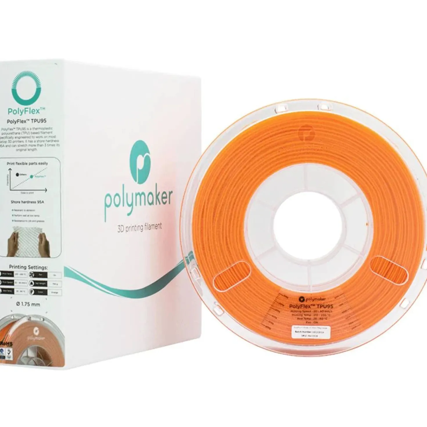 Polymaker - PolyFlex TPU 95A - Orange - 1.75mm - 750g