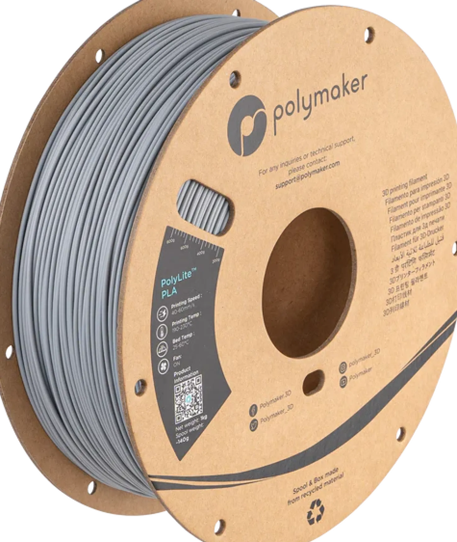 Polymaker Polylite PLA - Grey - 1.75mm - 1kg