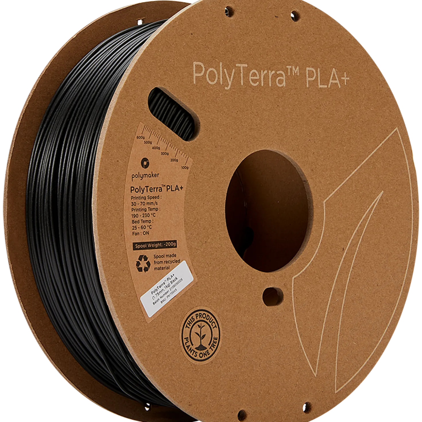 Polymaker - PolyTerra PLA+ - Black - 1.75mm - 3kg