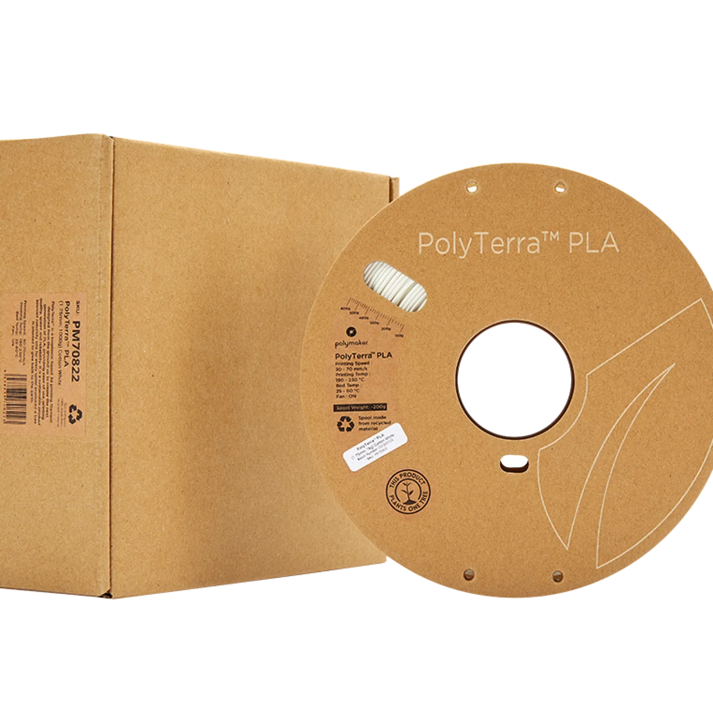 Polymaker - PolyTerra PLA - Cotton White - 1.75mm - 1kg