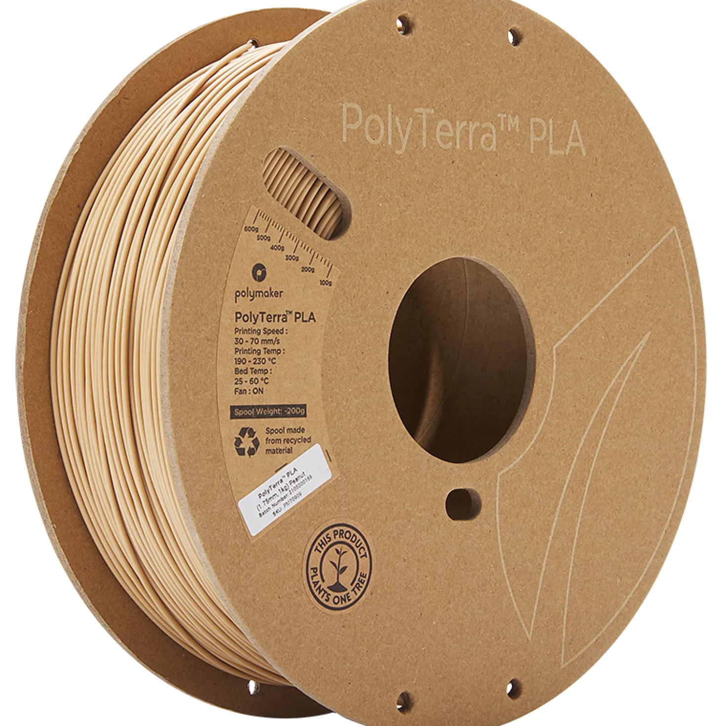 Polymaker - PolyTerra PLA - Peanut - 1.75mm - 1kg