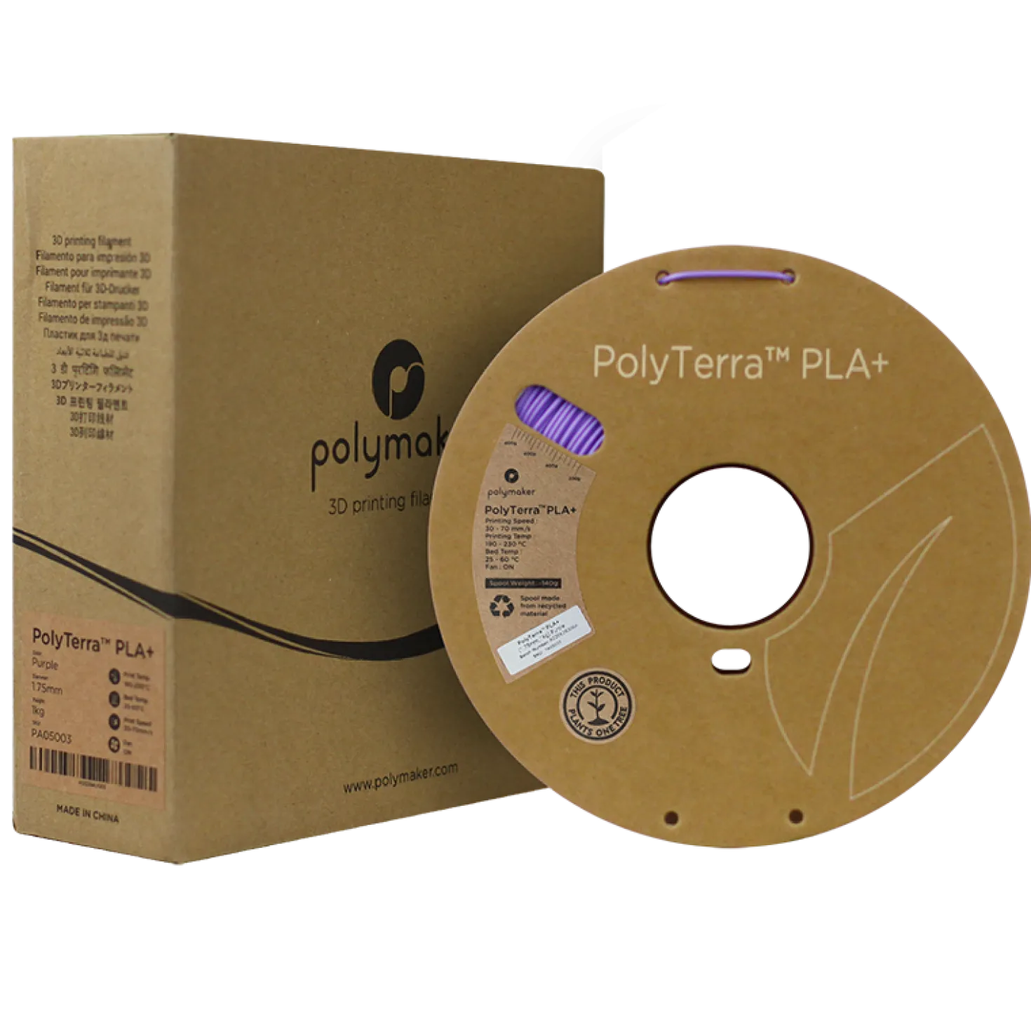 Polymaker - PolyTerra PLA+ - Purple - 1.75mm - 1kg