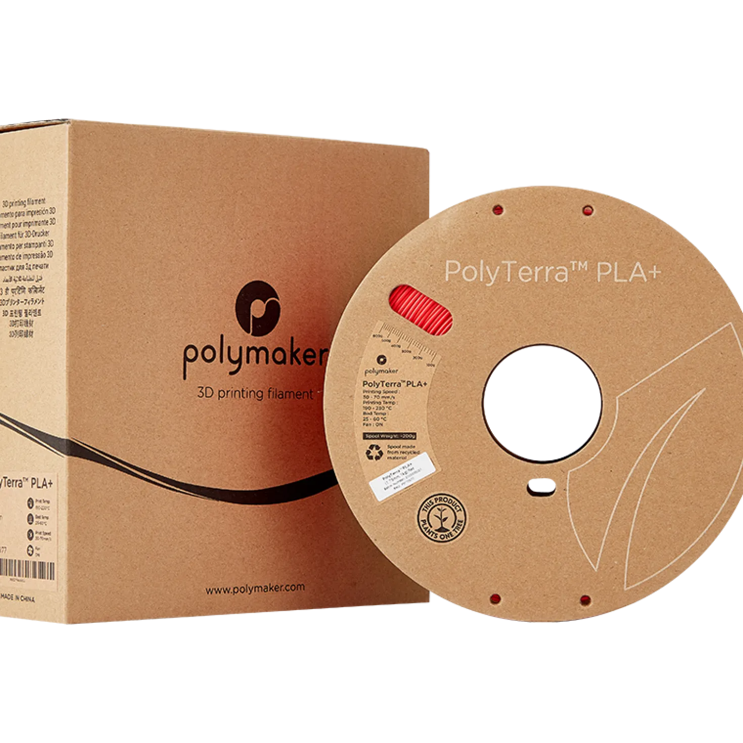 Polymaker - PolyTerra PLA+ - Red - 1.75mm - 1kg