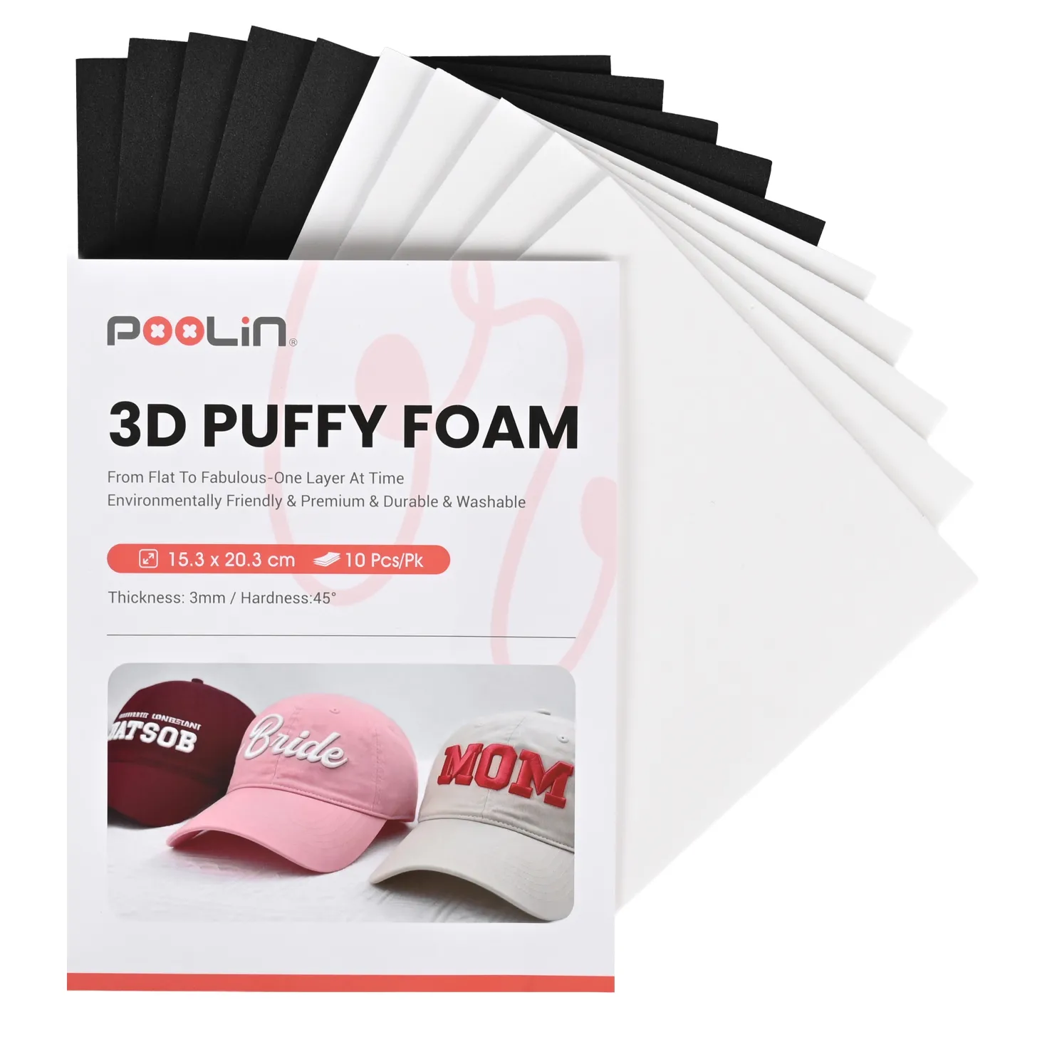 PooLin - 3D Puff Broderiskum - 3mm