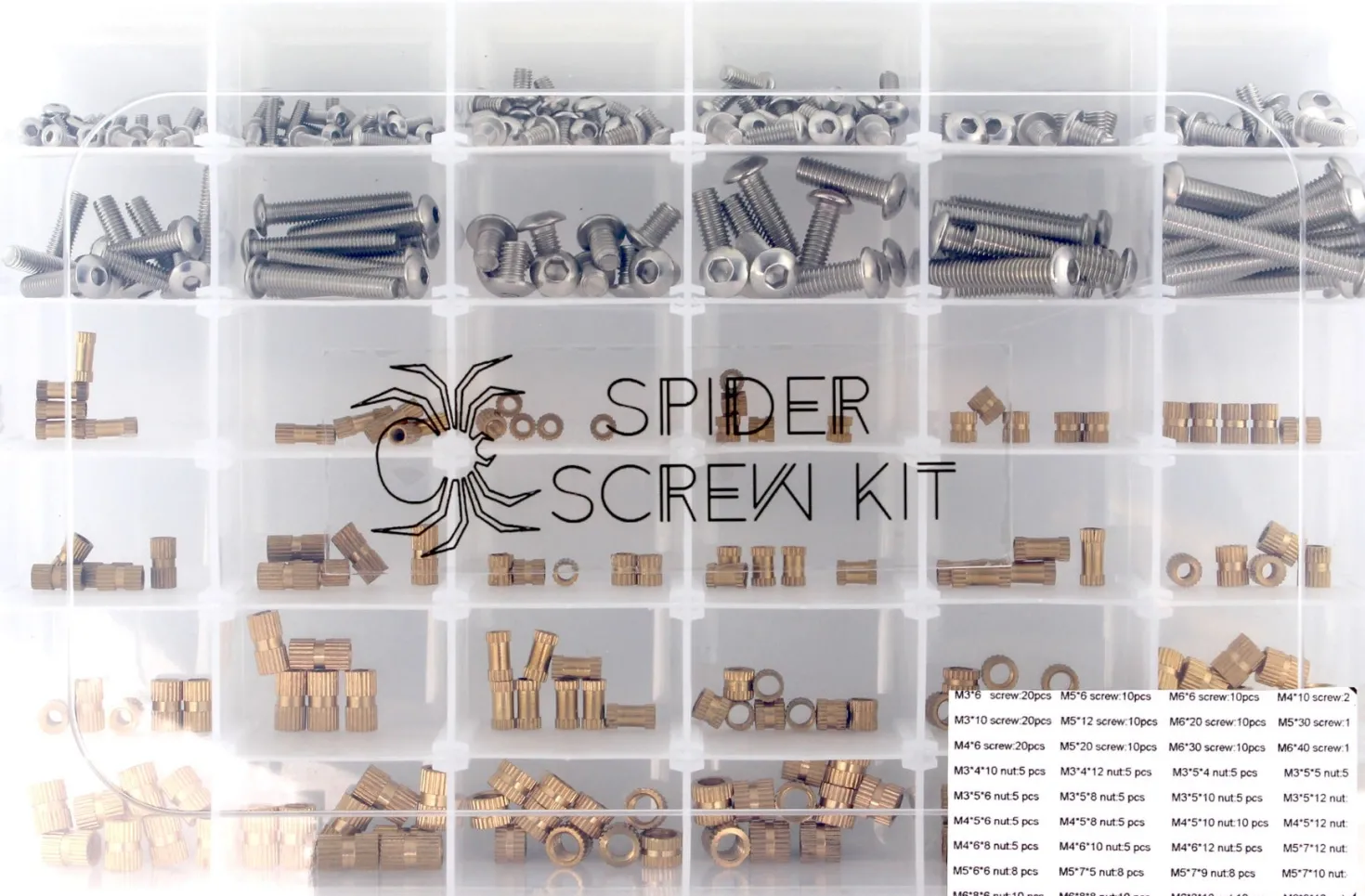 SpiderScrew Mixed Kit with Knurls - M3-M4-M5-M6 - 160 pcs