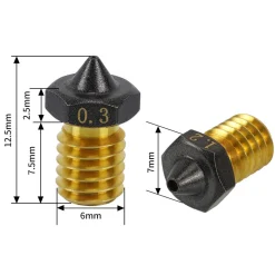 Spider - TripleFlow Teflon Clone Brass Nozzle - V6 - Prusa MK3/I3 Series (Pick a Size)