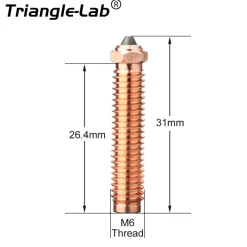 TriangleLab - Bimetal Hardened Steel Copper Alloy Nozzle - OrangeStorm Giga - 0.4mm