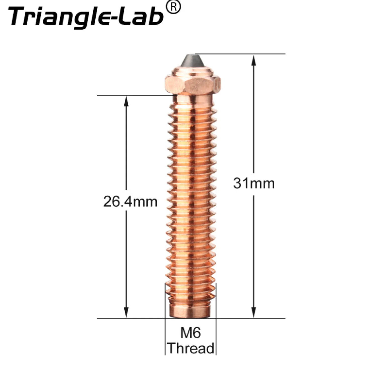 TriangleLab - Bimetal Hardened Steel Copper Alloy Nozzle - OrangeStorm Giga - 0.4mm