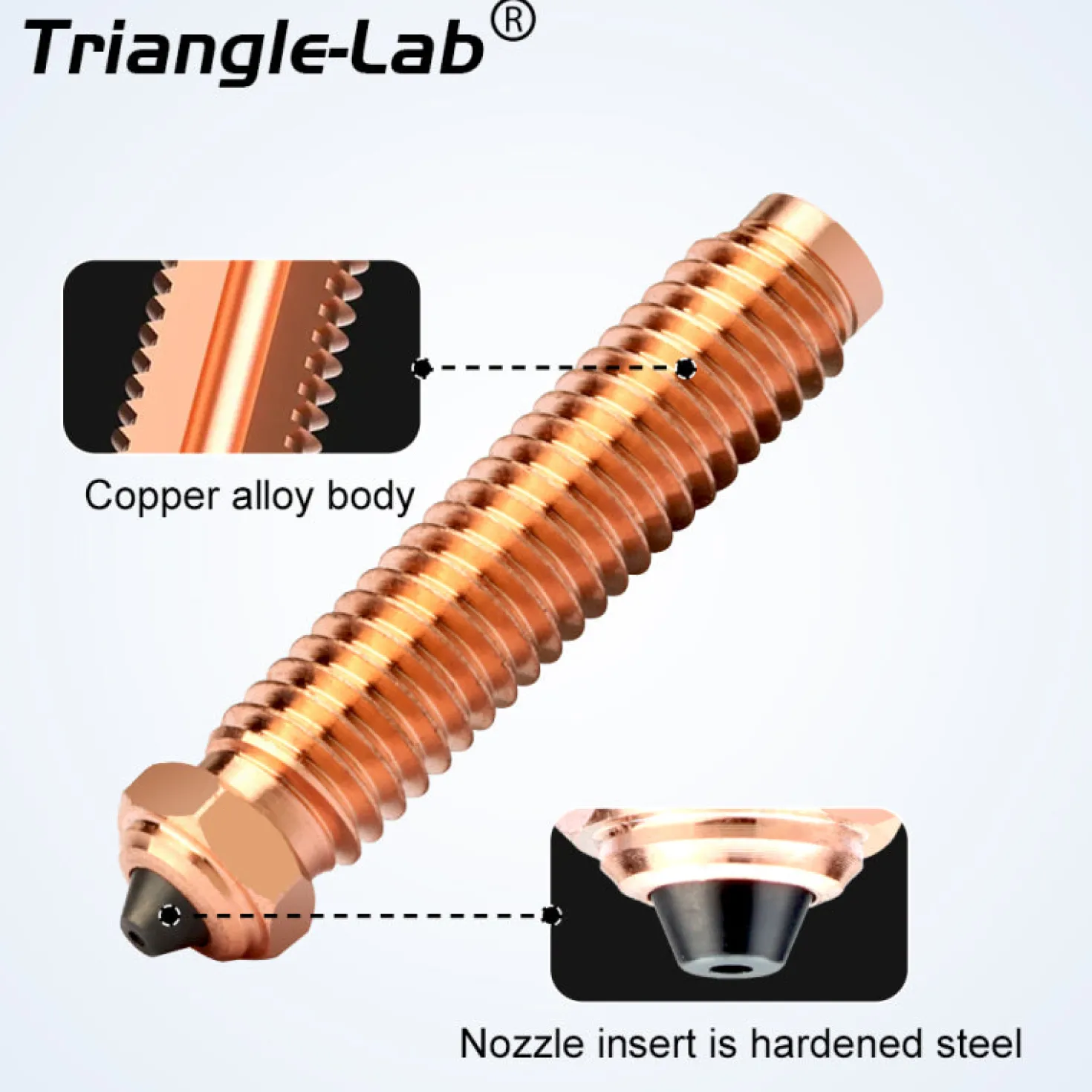 TriangleLab - Bimetal Hardened Steel Copper Alloy Nozzle - OrangeStorm Giga - 0.4mm