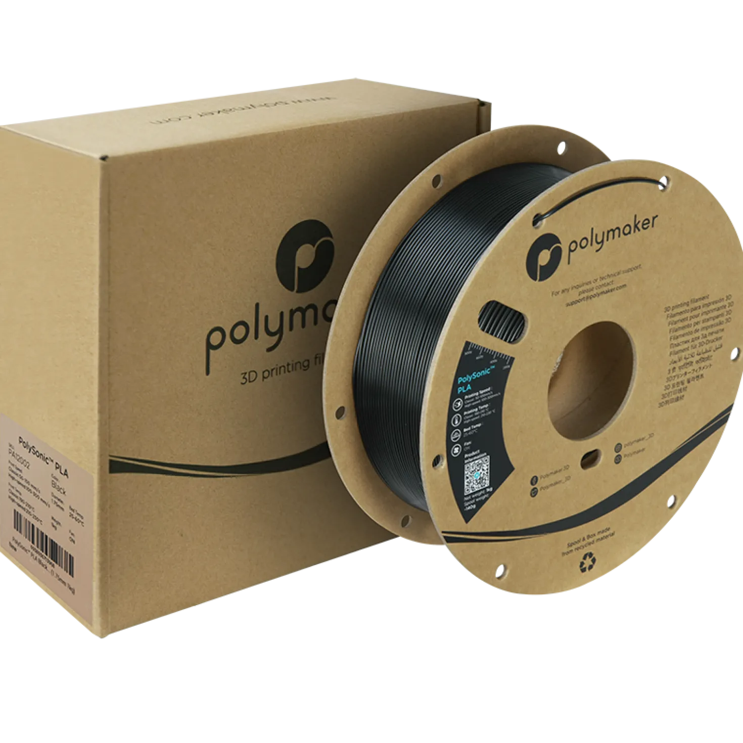 (UDGÅR) - Polymaker - PolySonic™ - High Speed PLA - Black - 1.75mm - 1kg