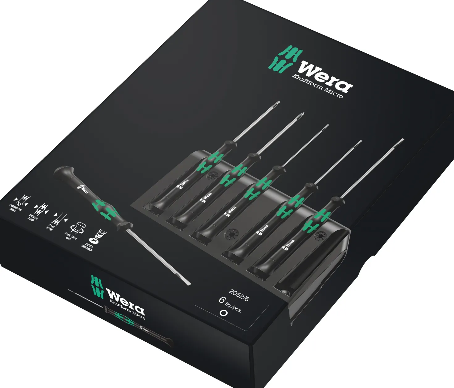 Wera - 2052/6 Skruetrækker sæt inklusiv stativ til elektroniske applikationer - 6 stk