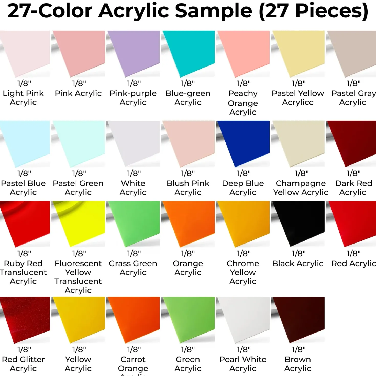 xTool - 1/8 Colored Acrylic Set (27pcs)