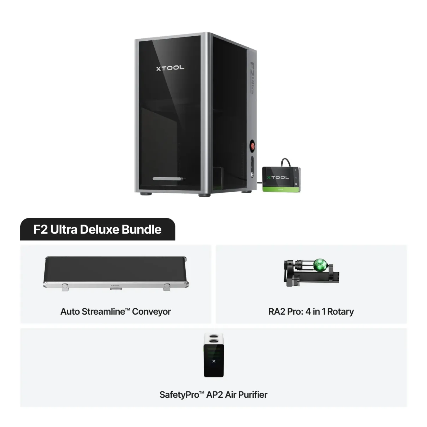 xTool - F2 Ultra - 60W MOPA + 40W Diode Dual Laser - Deluxe Bundle