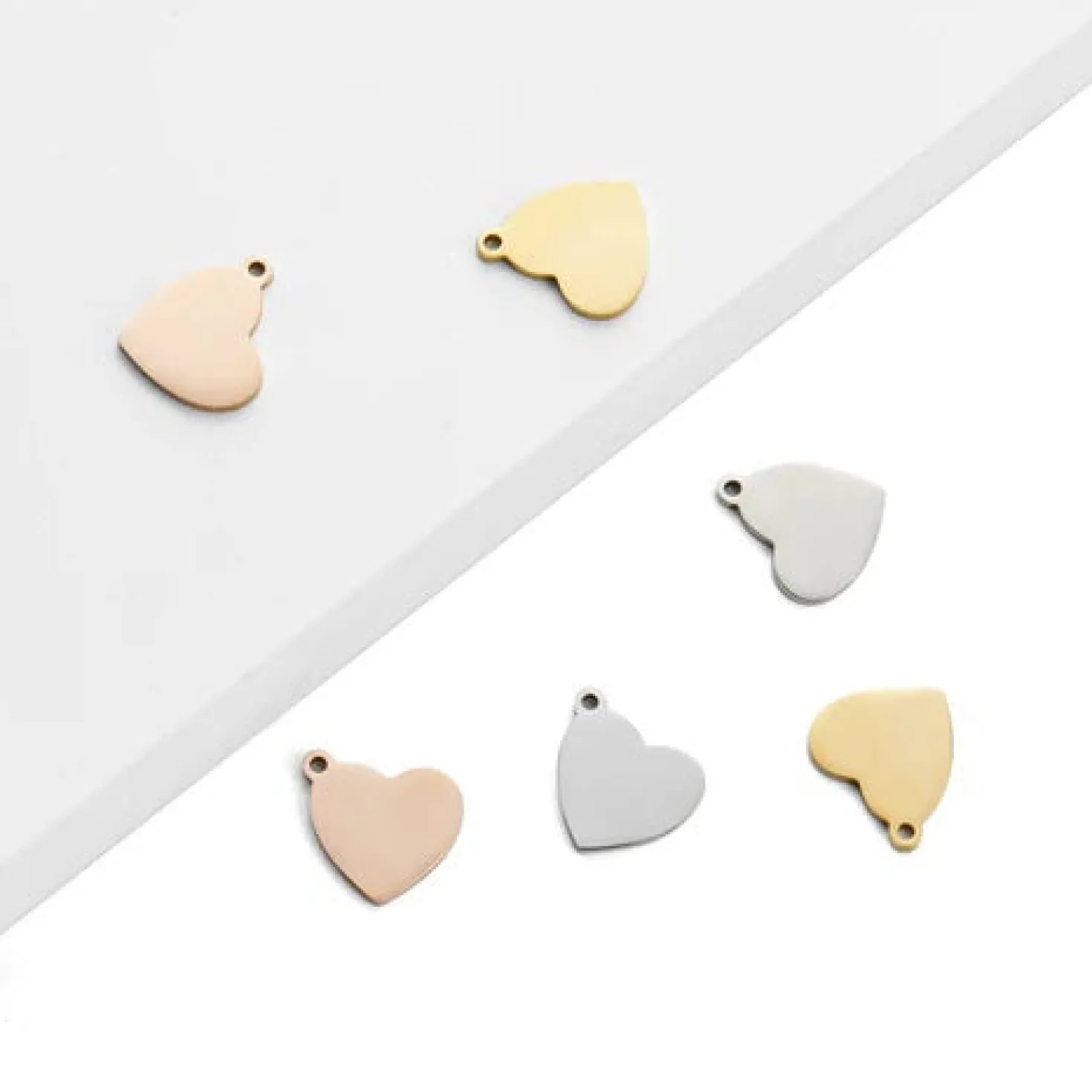 xTool - Heart Tags - 13x15mm - Silver/Gold/Rose Gold Mix - 30pcs
