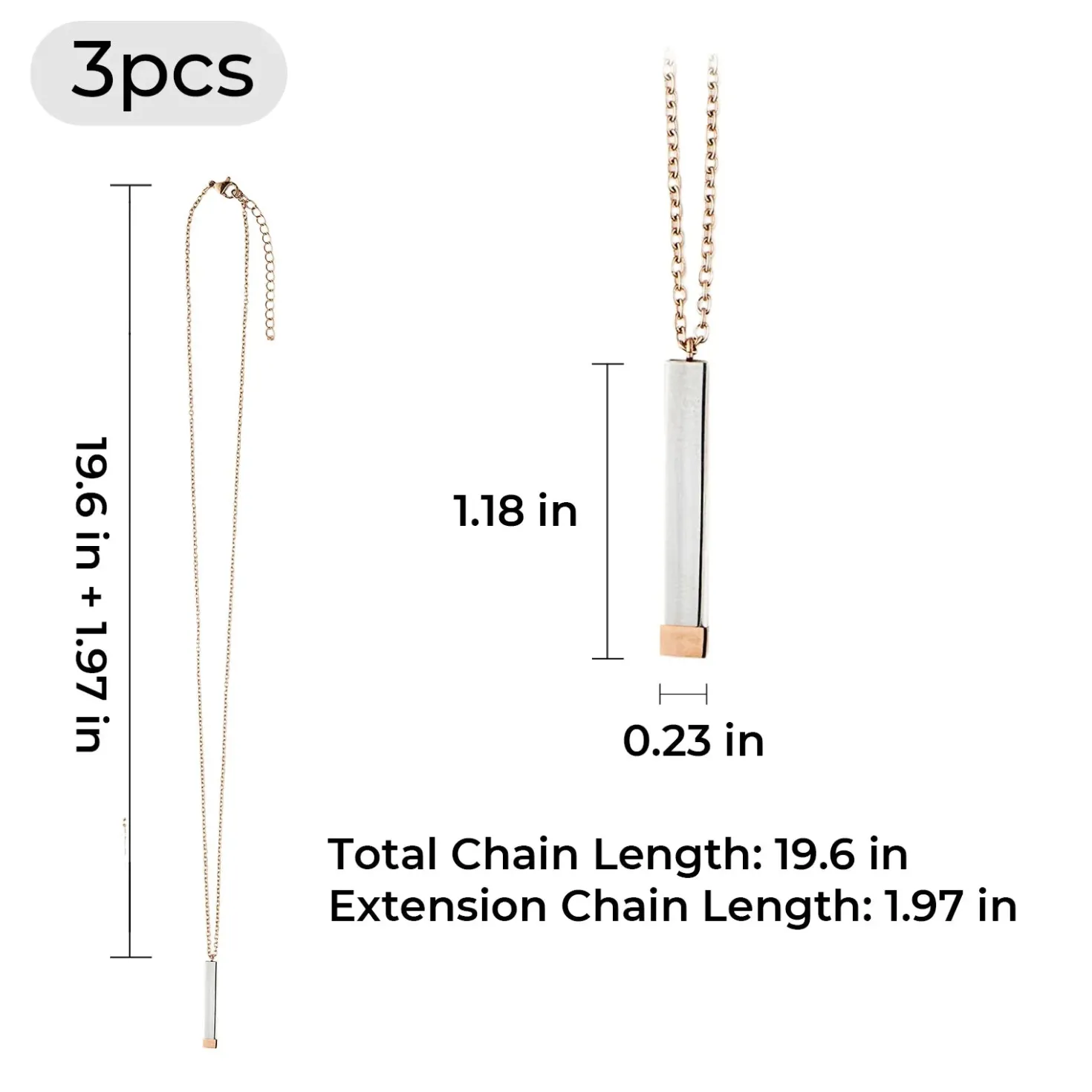 xTool - Hidden Message Necklace - Stainless Steel - Rose Gold (3pcs)