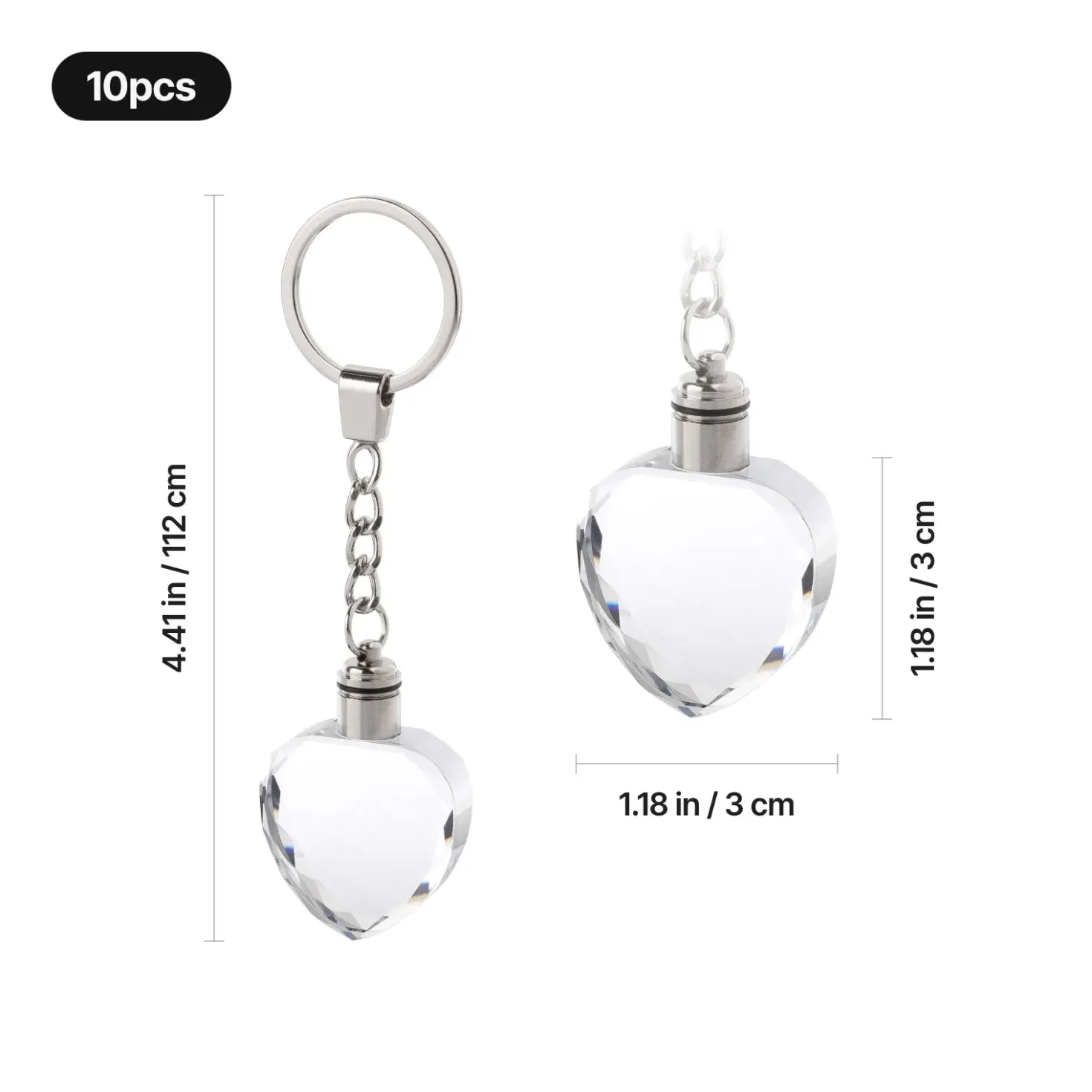 xTool - K5 Crystal Heart Keychain with Multicolored LED Lights (10pcs)