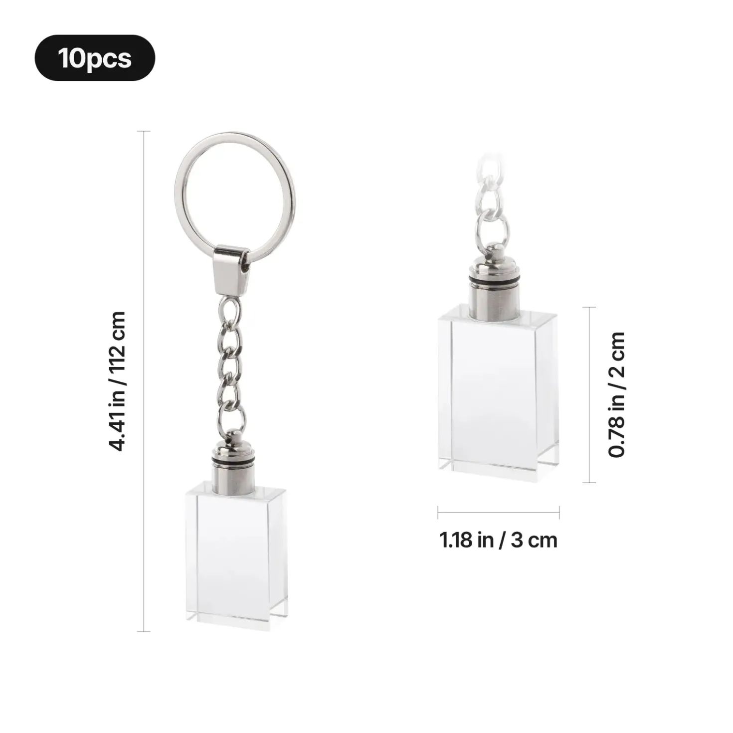 xTool - K5 Crystal Rectangular Keychain with Multicolored LED Lights (10pcs)