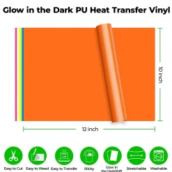 xTool - Laser-Safe Glow in the Dark PU Heat Transfer Vinyl (20pcs) - 25.5cm x 30.5cm