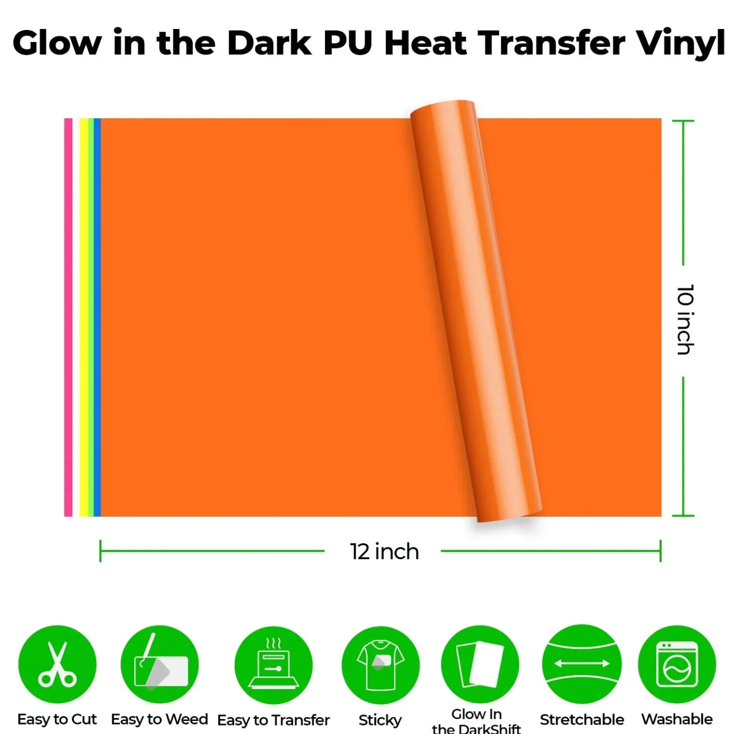 xTool - Laser-Safe Glow in the Dark PU Heat Transfer Vinyl (20pcs) - 25.5cm x 30.5cm
