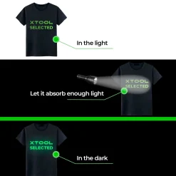 xTool - Laser-Safe Glow in the Dark PU Heat Transfer Vinyl (20pcs) - 25.5cm x 30.5cm