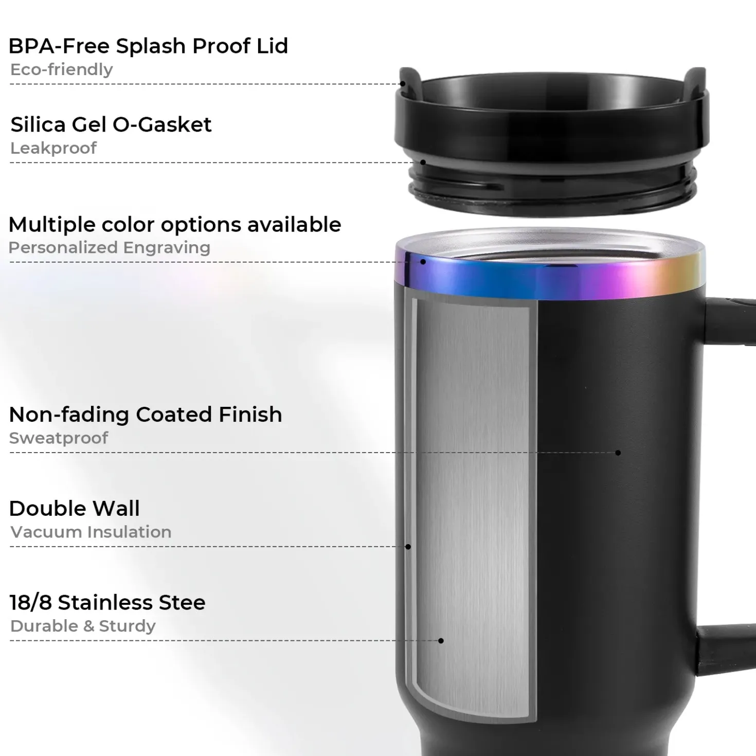 xTool - Stainless Steel Tumbler with Removable Handle - Light Blue Grey To Gold (40z/1.18L)