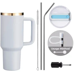 xTool - Stainless Steel Tumbler with Removable Handle - Light Blue Grey To Gold (40z/1.18L)