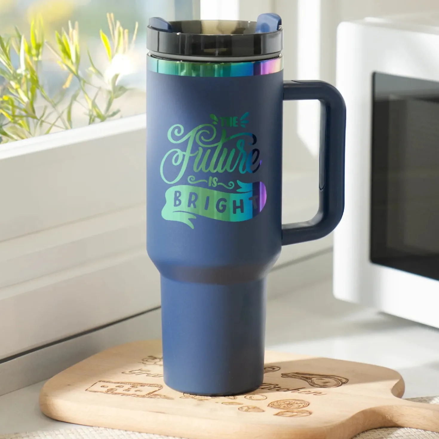xTool - Stainless Steel Tumbler with Removable Handle - Navy To Iridescent (40z/1.18L)