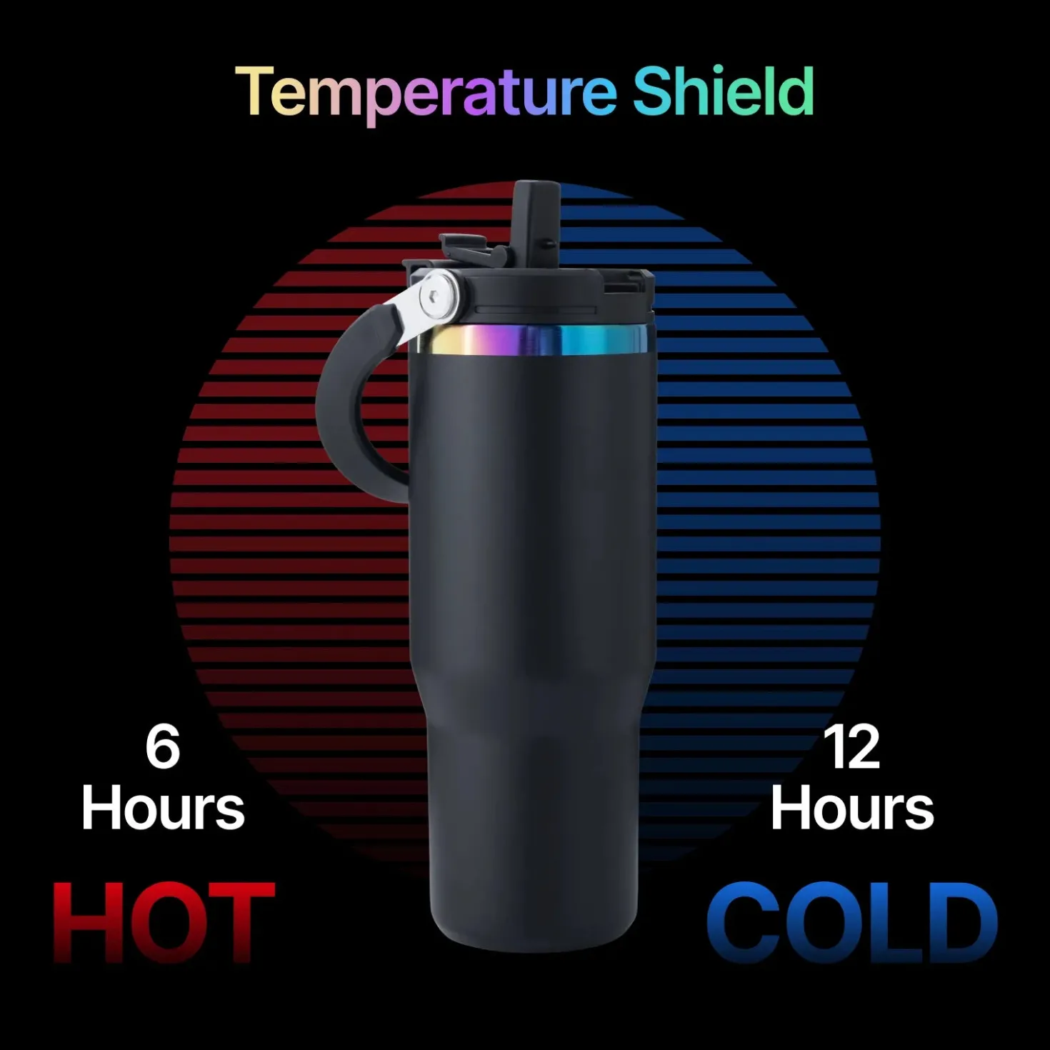 xTool - Stainless Steel Tumbler with Handle and Straw - Black to Iridescent (30oz/0.88L)